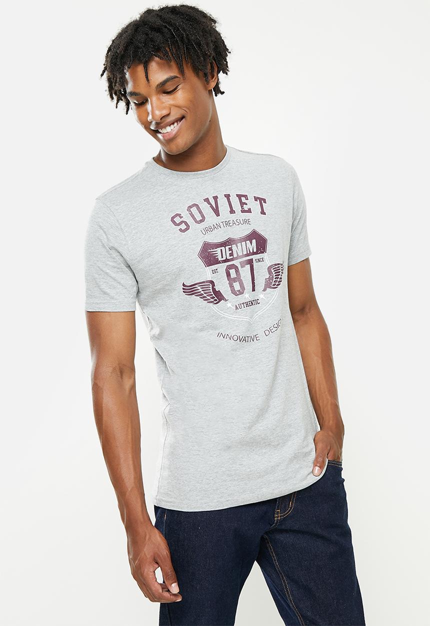 SOVIET - M tillman short sleeve logo tee - grey melange