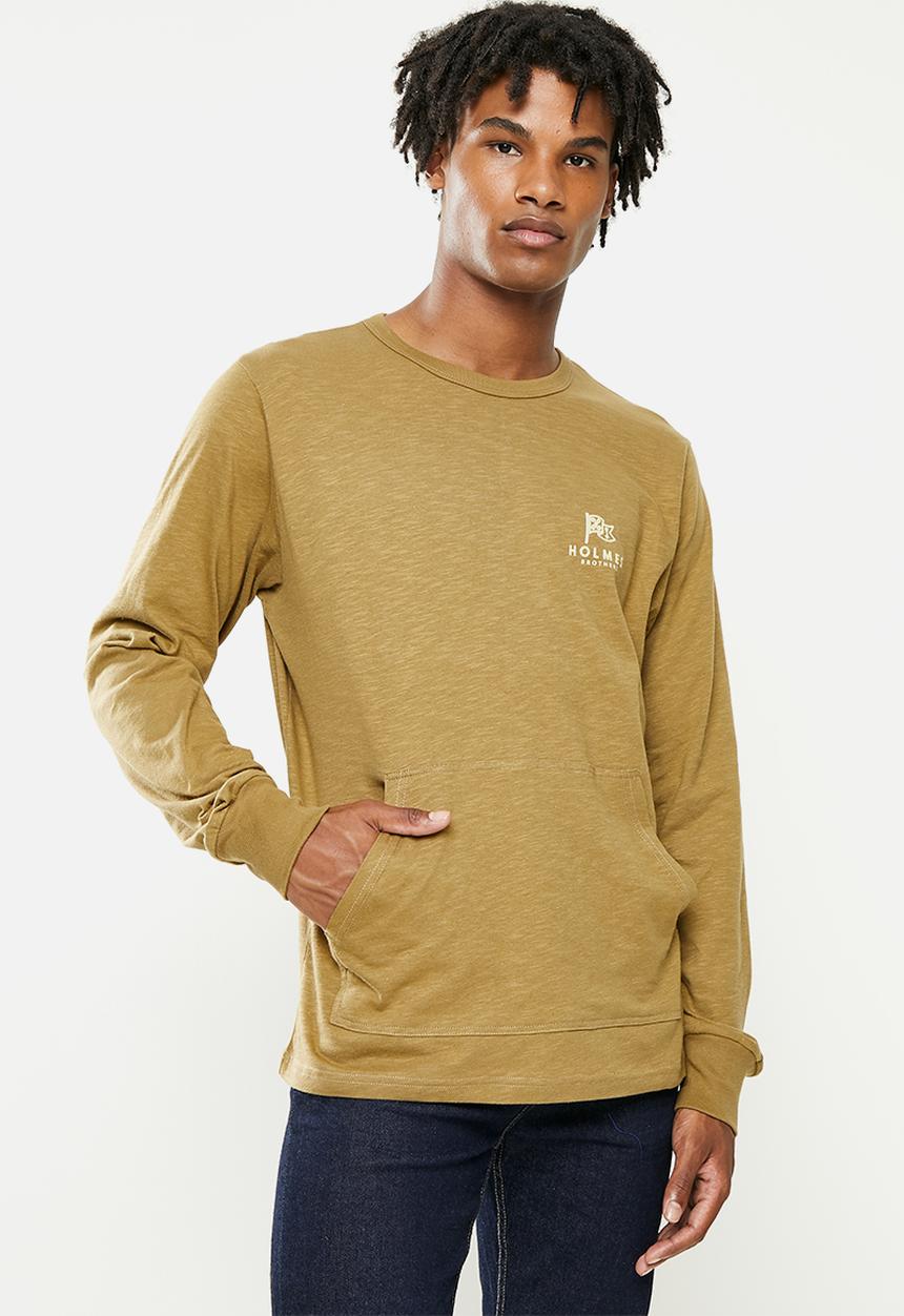Holmes Bro's - Flag long sleeve t-shirt - tobacco slub