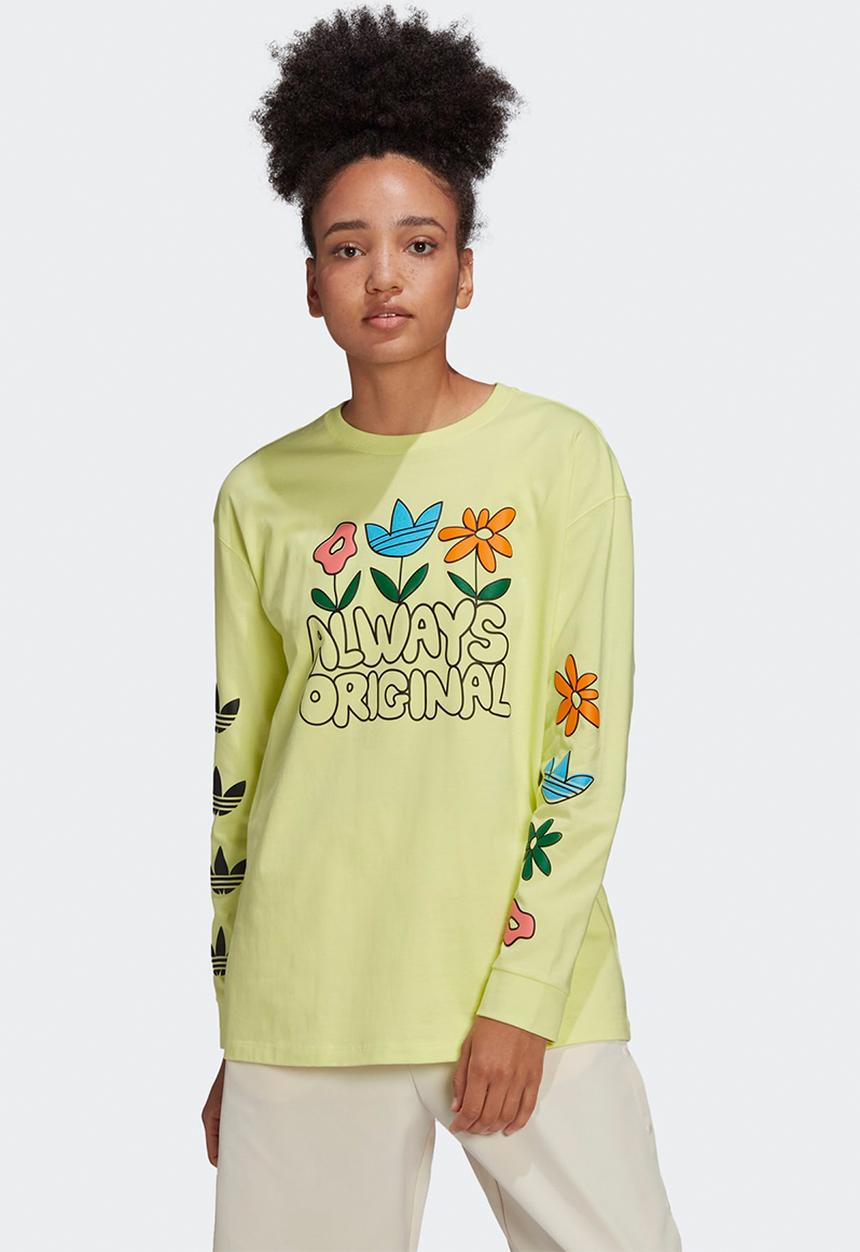 adidas Originals - Always original graphic long sleeve tee - pulse yellow