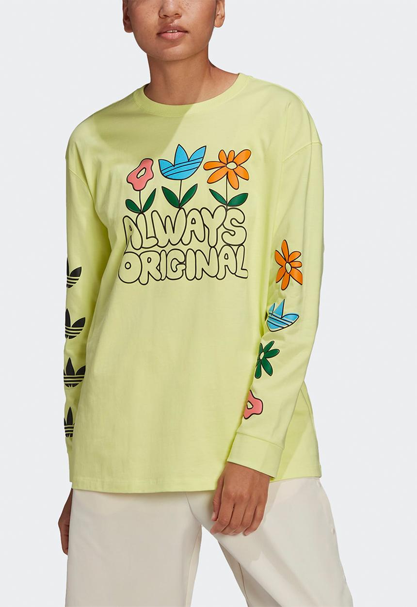 adidas Originals - Always original graphic long sleeve tee - pulse yellow