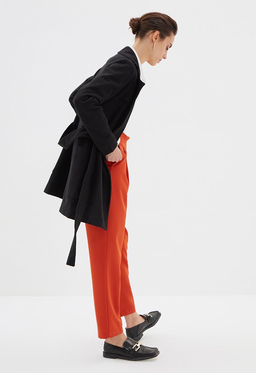Trendyol - Belted wool cachet coat - black