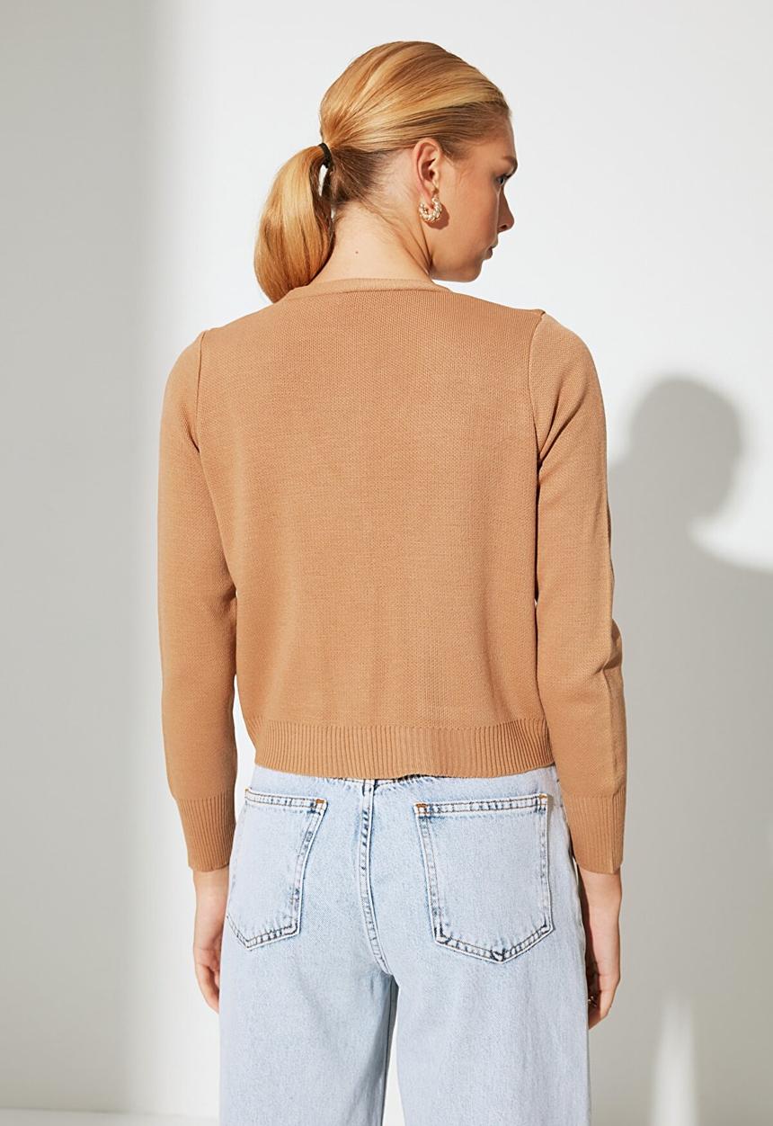 Trendyol - Pocket detailed knitwear cardigan - camel