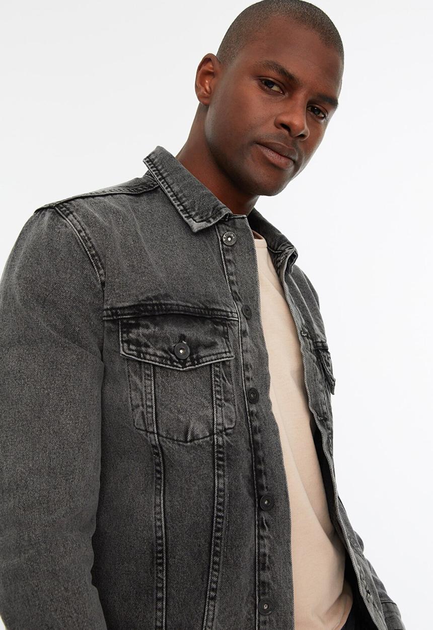 Trendyol - Acid wash denim jacket - anthracite