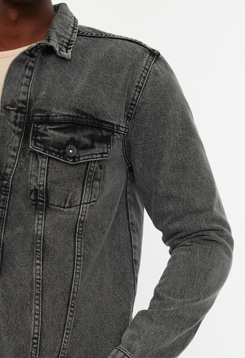 Trendyol - Acid wash denim jacket - anthracite