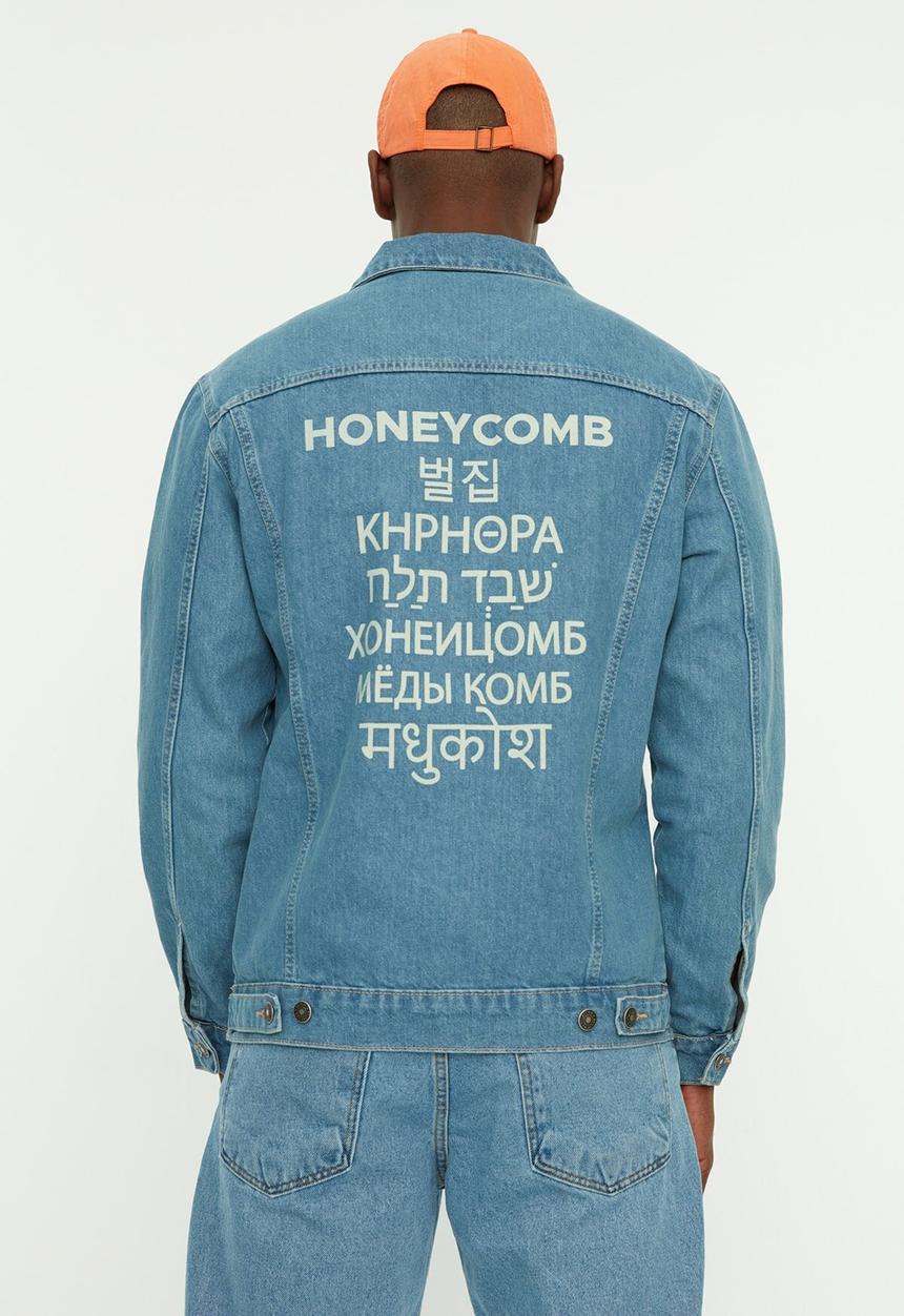 Trendyol - Honeycomb back print jacket - blue