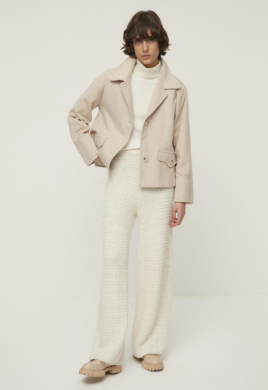 Trendyol - Button closure stamp coat  - stone