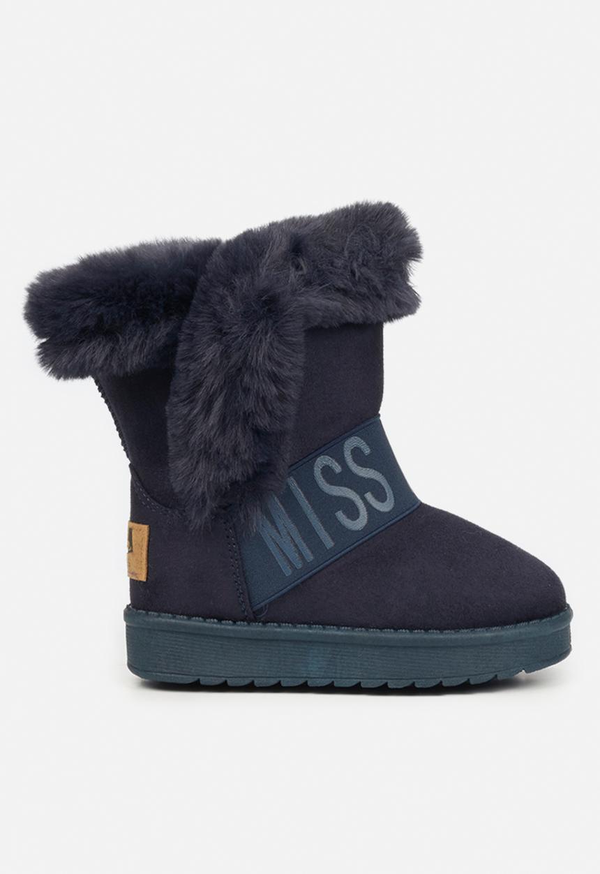 Little Miss Black - Rae girls snug boots - navy