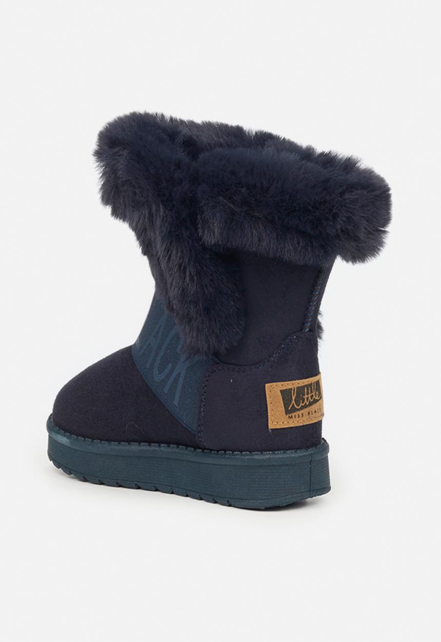 Little Miss Black - Rae girls snug boots - navy