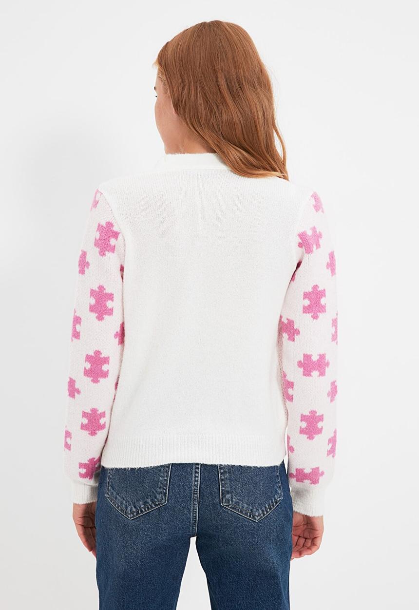 Trendyol - Jacquard knitwear cardigan - ecru