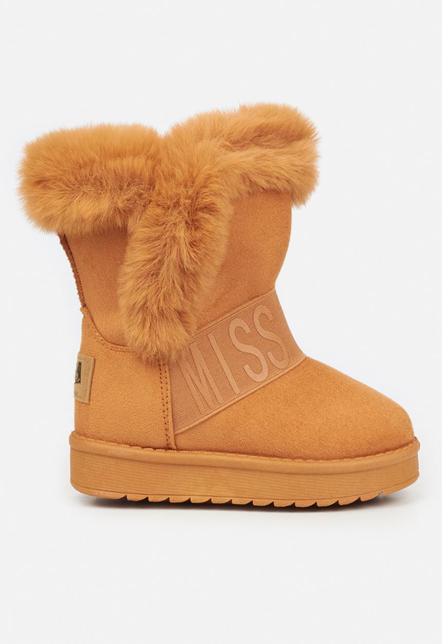 Little Miss Black - Rae girls snug boots - tan