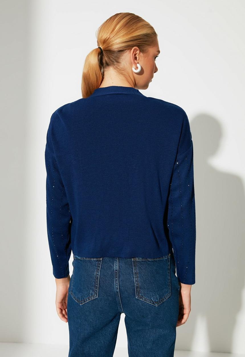 Trendyol - Crop blouse cardigan knitwear suit - navy