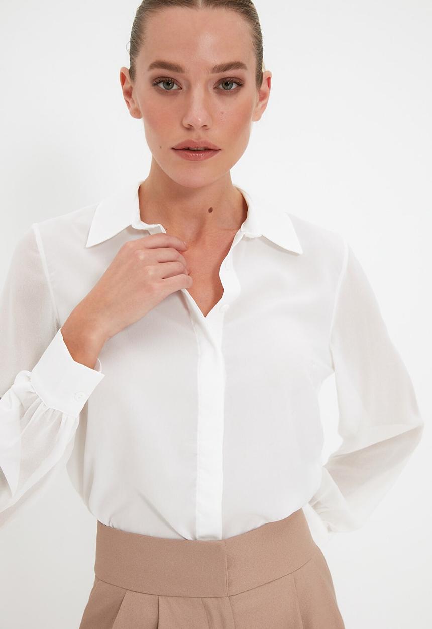 Trendyol - Sleeve detailed shirt  - white