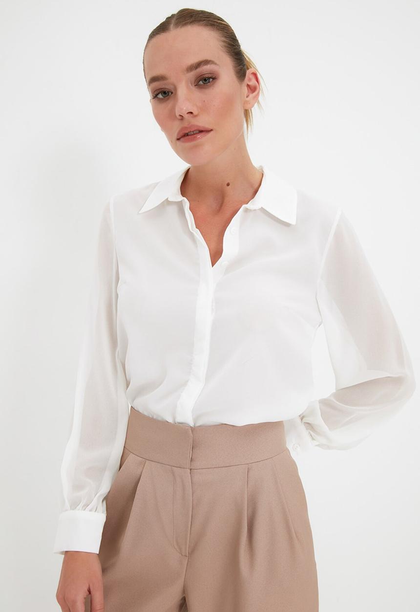 Trendyol - Sleeve detailed shirt  - white