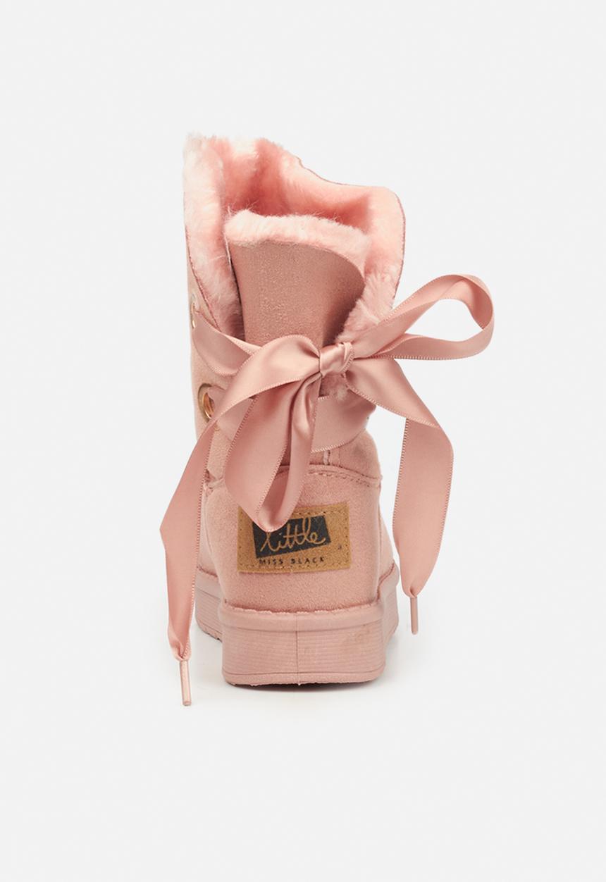 Little Miss Black - Rae girls snug boots - pink