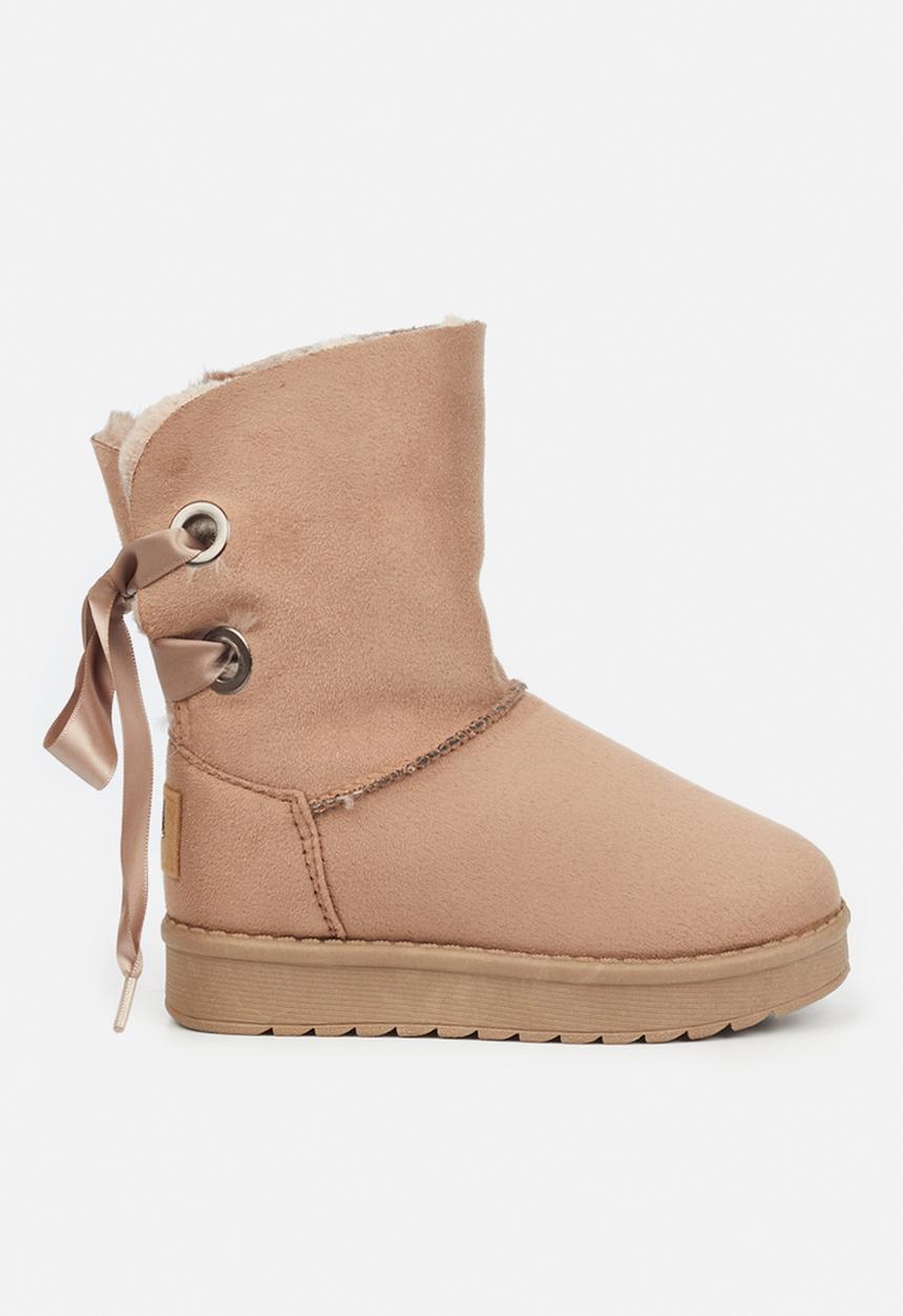 Little Miss Black - Rae girls snug boots - taupe