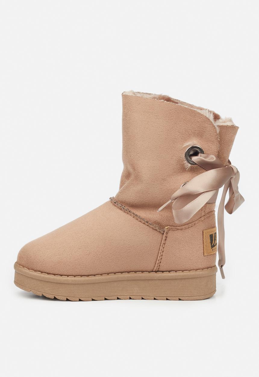 Little Miss Black - Rae girls snug boots - taupe