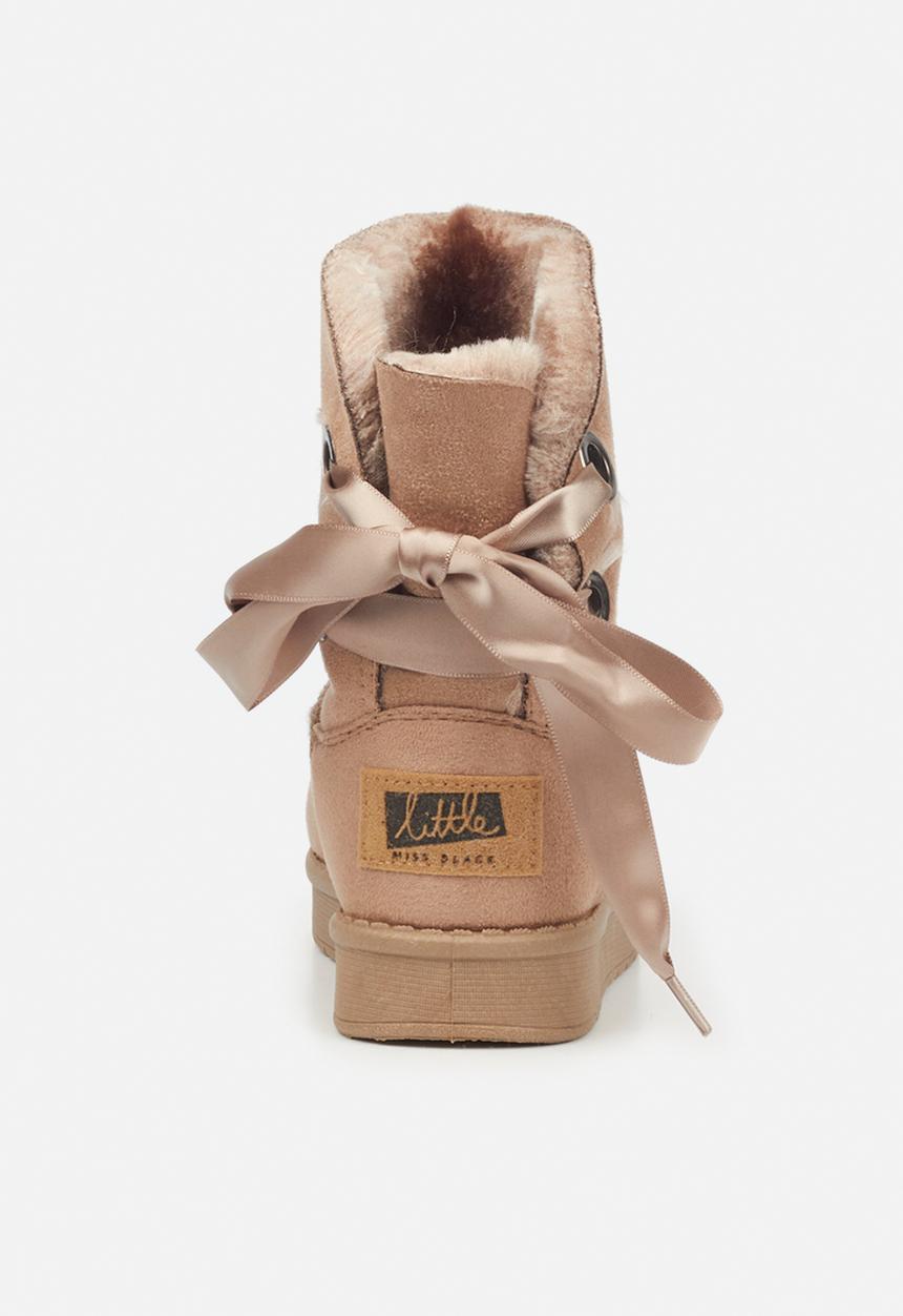 Little Miss Black - Rae girls snug boots - taupe