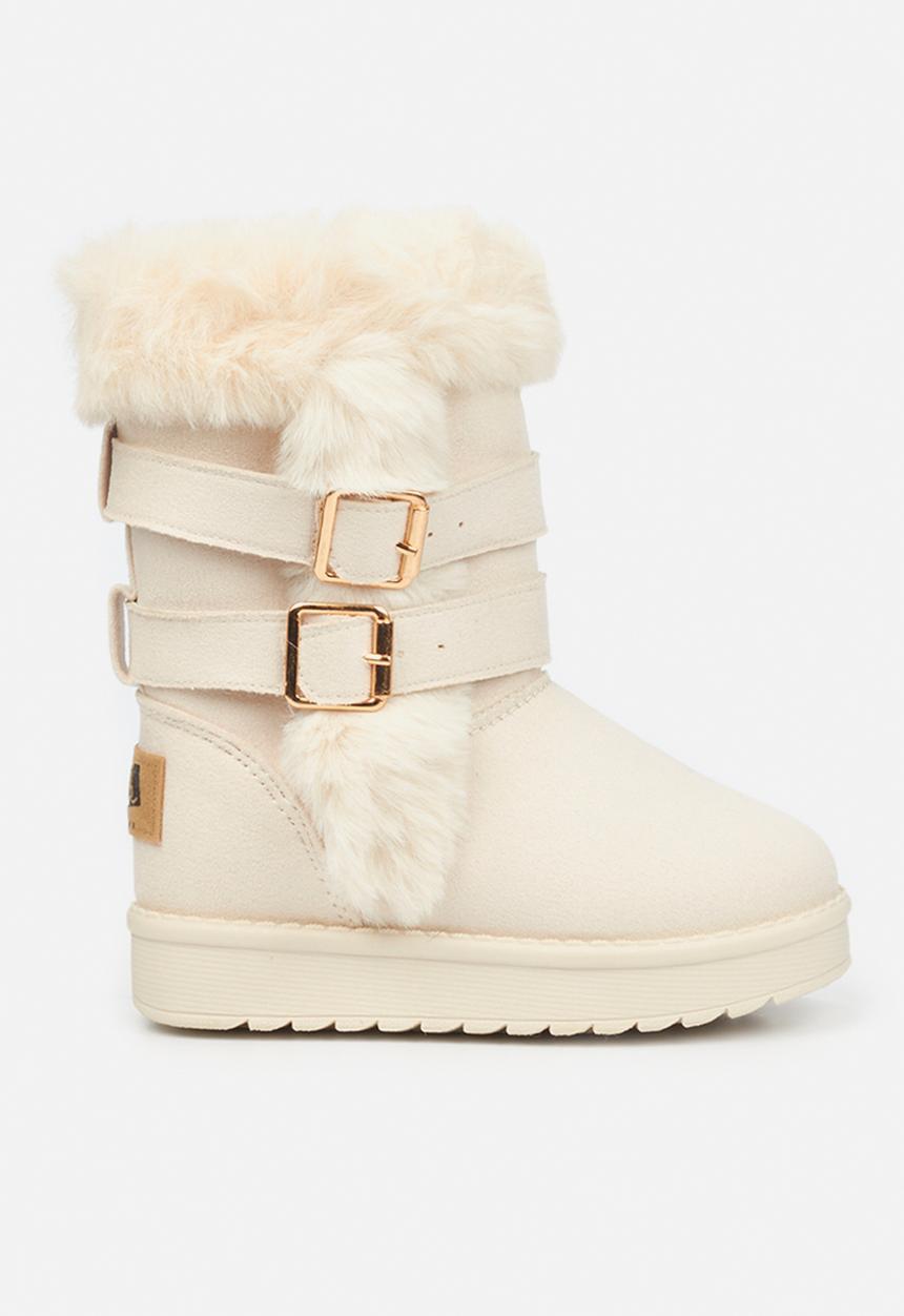 Little Miss Black - Rae girls snug boots - bone