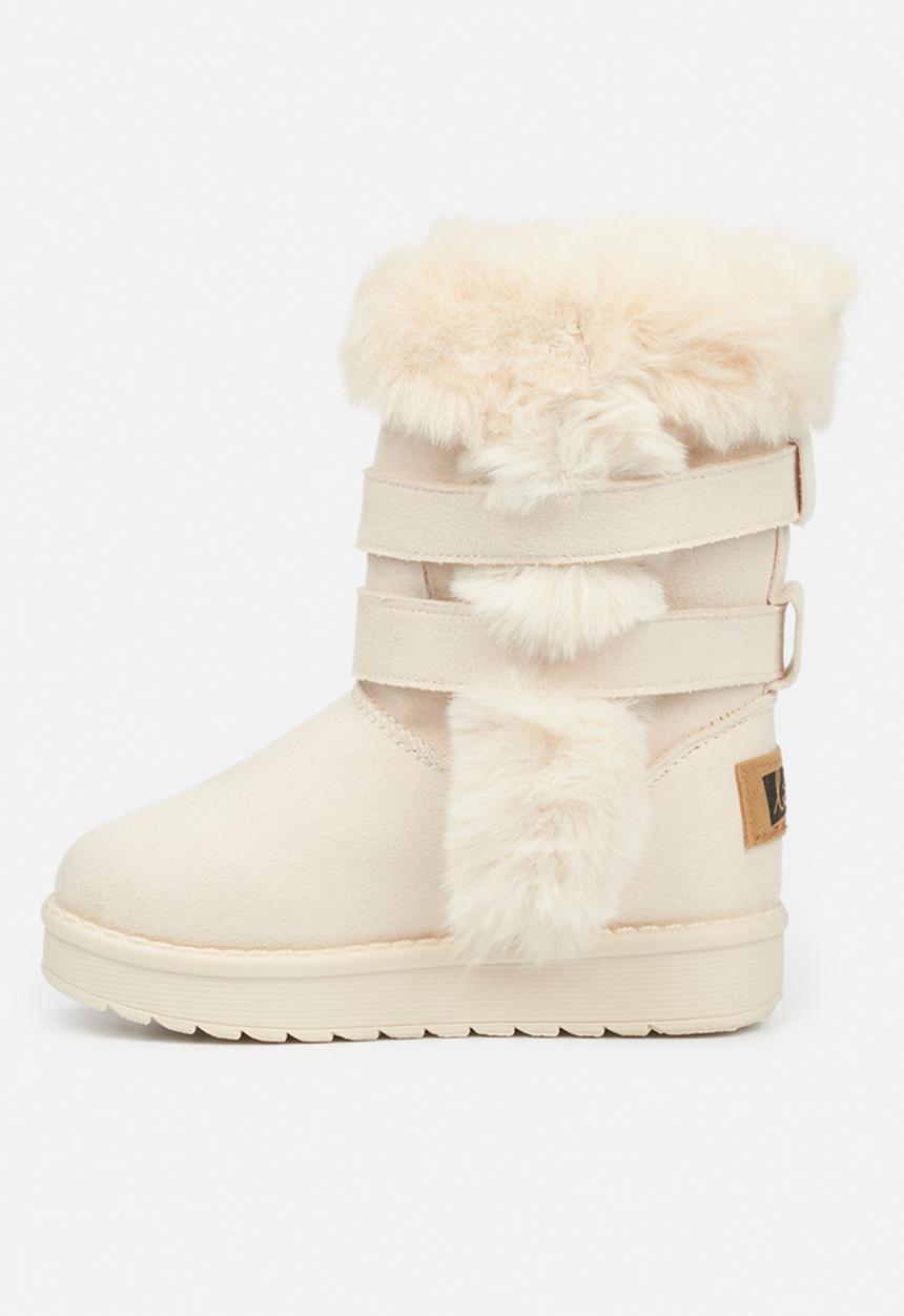 Little Miss Black - Rae girls snug boots - bone