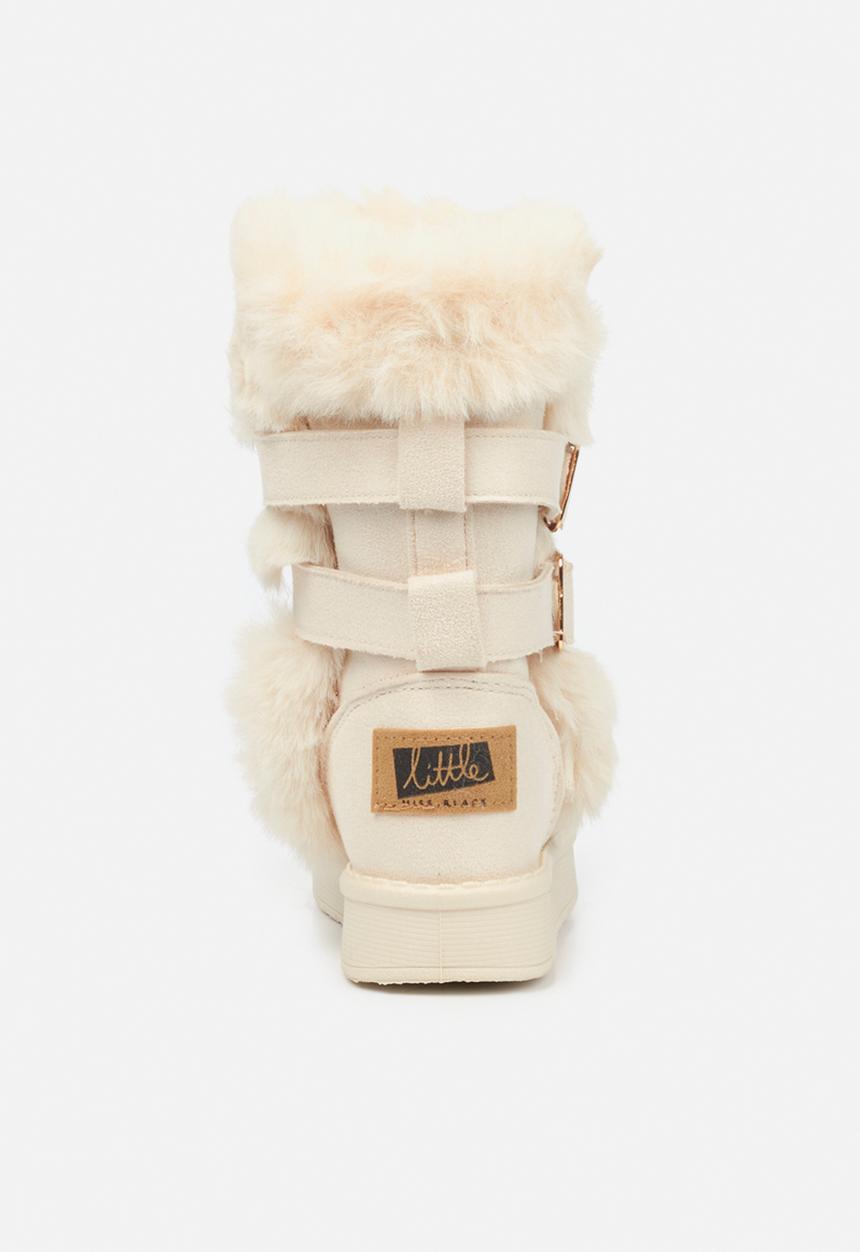 Little Miss Black - Rae girls snug boots - bone