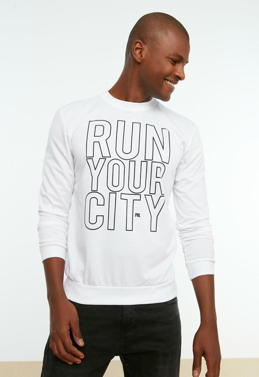 Trendyol - Run your city regular fit sweater - white