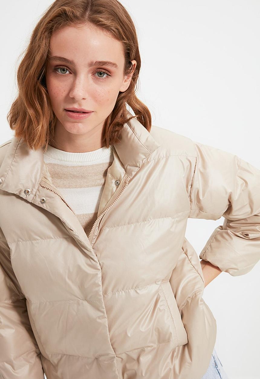 Trendyol - Bag detailed oversize inflatable jacket - stone