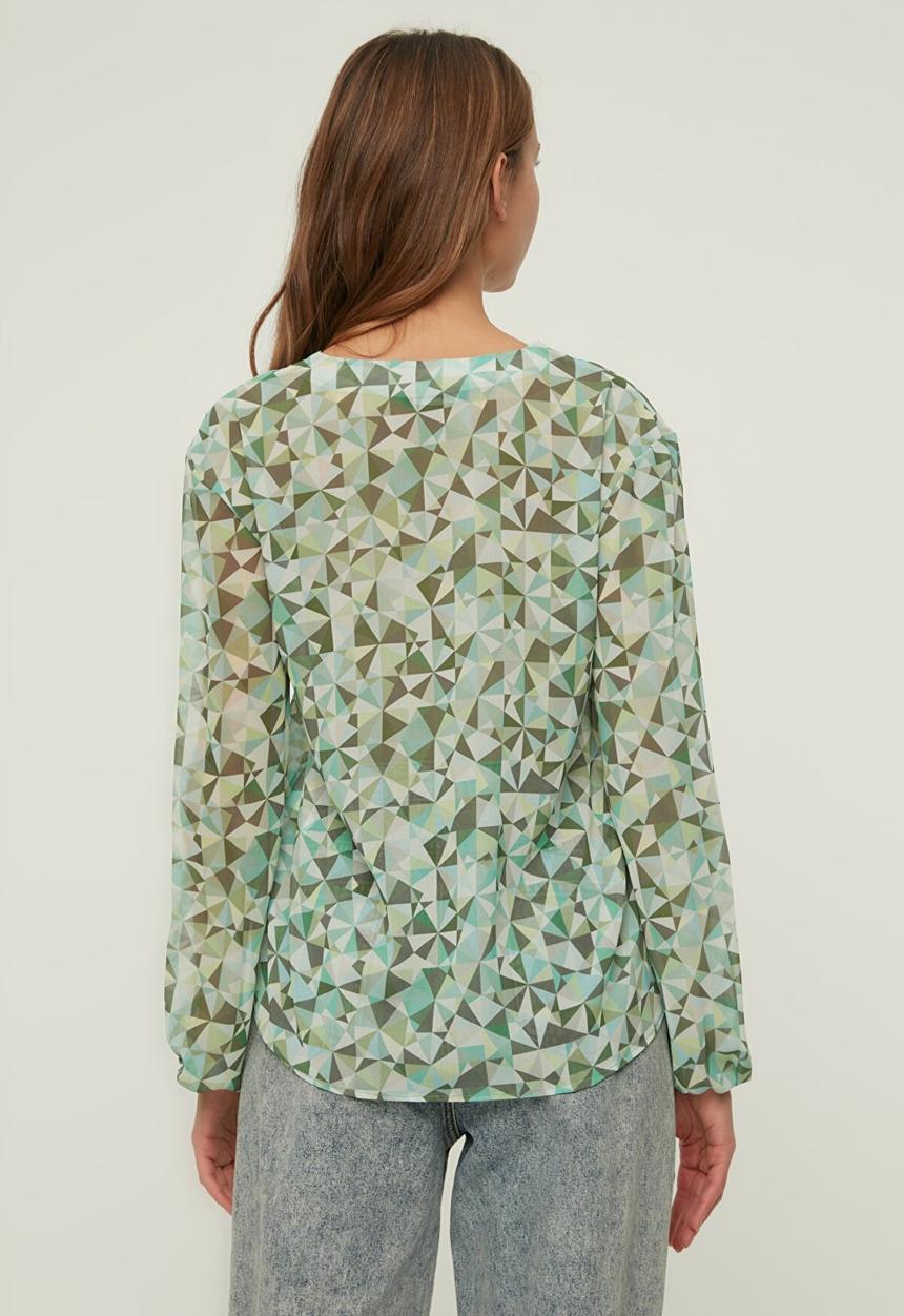 Trendyol - Tie detailed blouse - green
