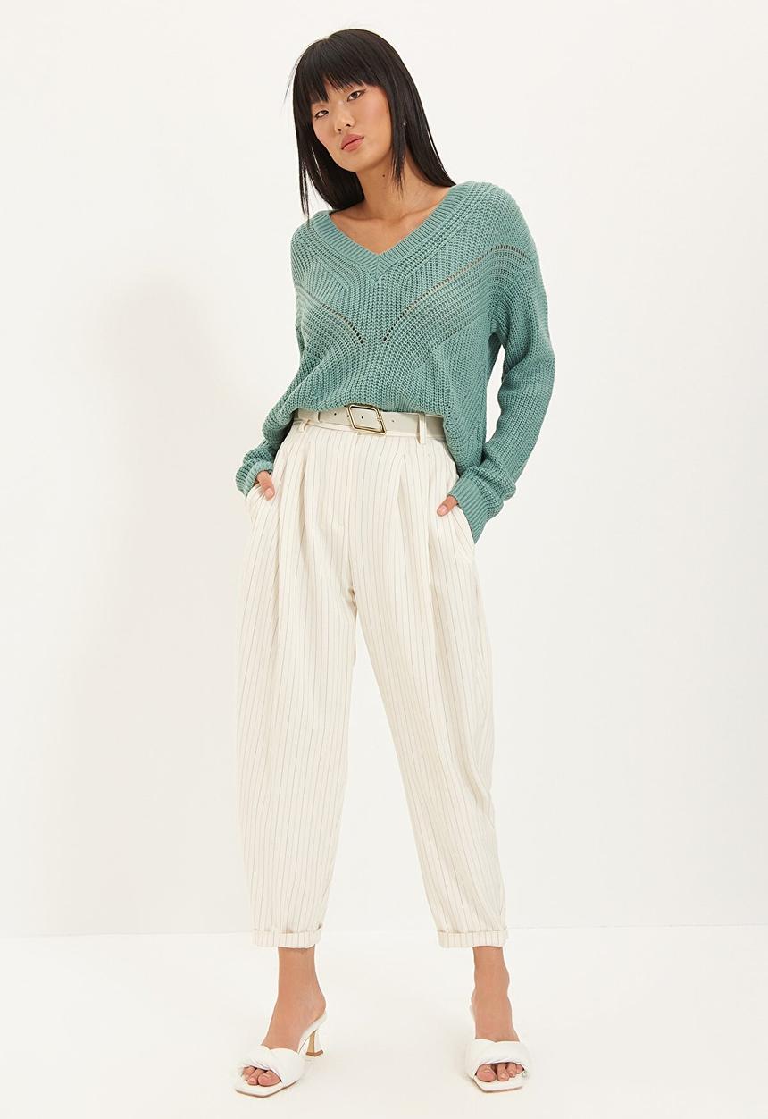 Trendyol - V neck knitwear sweater - mint