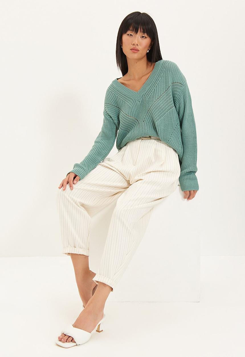 Trendyol - V neck knitwear sweater - mint
