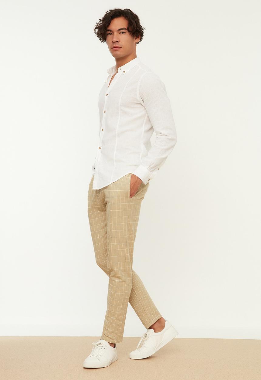 Trendyol - Elasticated waistband check pants - brown