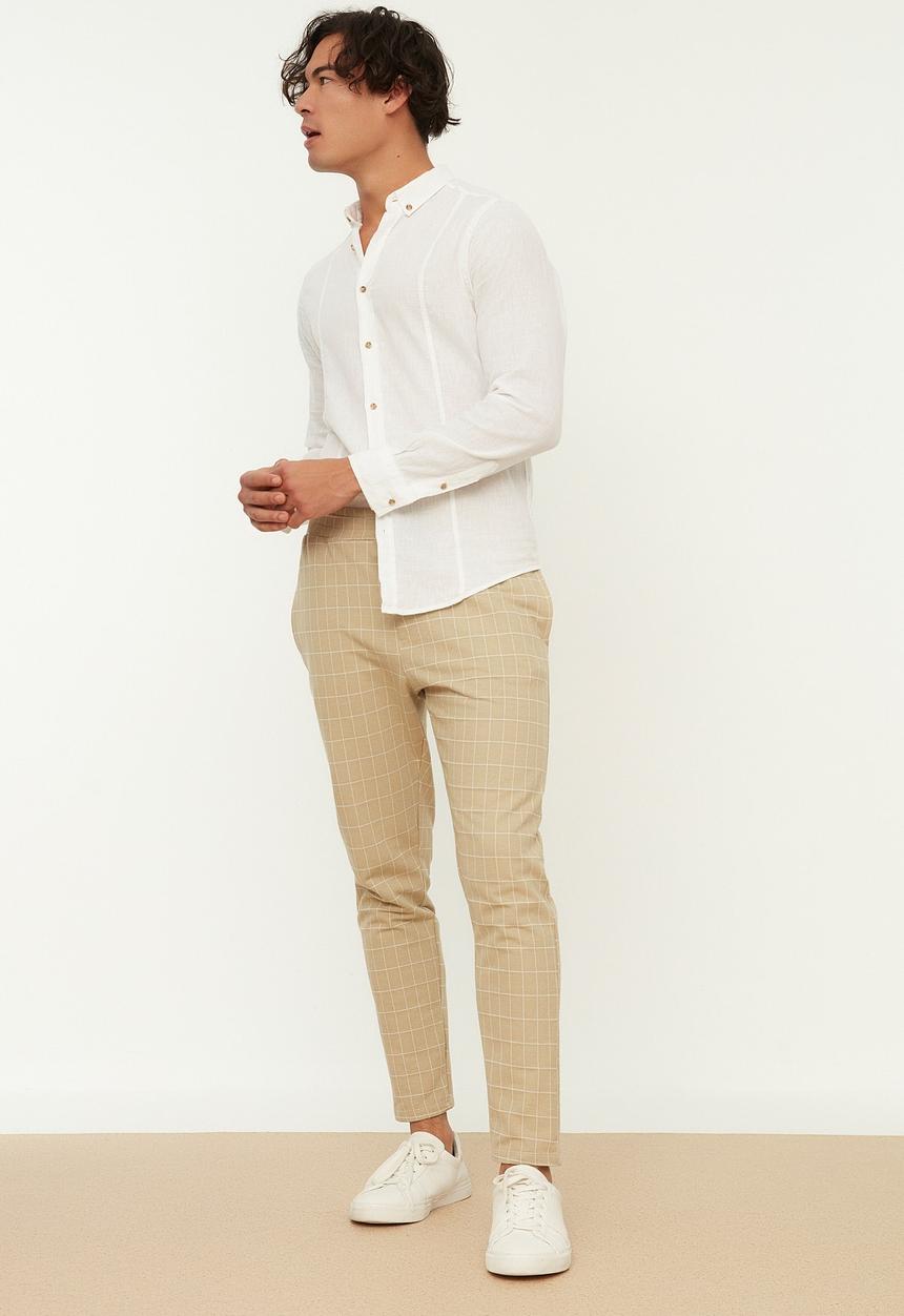 Trendyol - Elasticated waistband check pants - brown