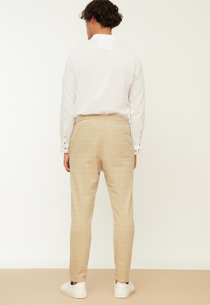 Trendyol - Elasticated waistband check pants - brown