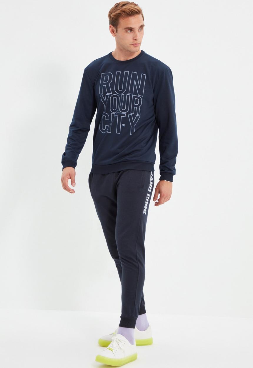 Trendyol - Hard core printed regular fit sweatpants - navy