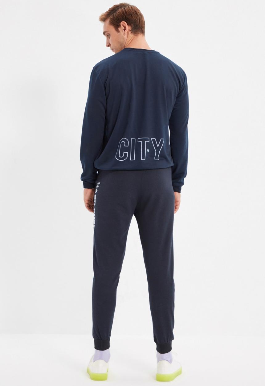 Trendyol - Hard core printed regular fit sweatpants - navy