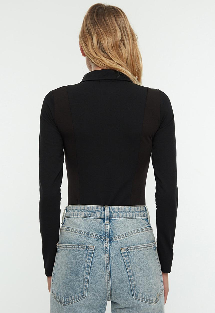 Trendyol - Zipper snap bodysuit - black