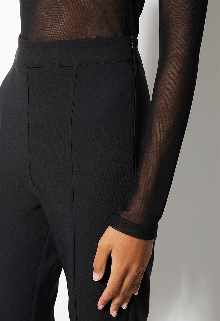 VELVET - Split front flareleg trouser - black