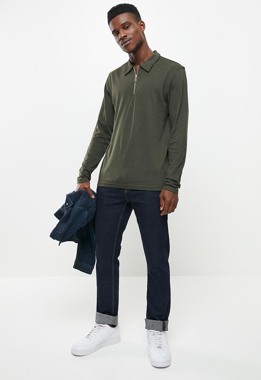 Only & Sons - Onsvolker life reg 1/4 zip long sleeve polo - peat