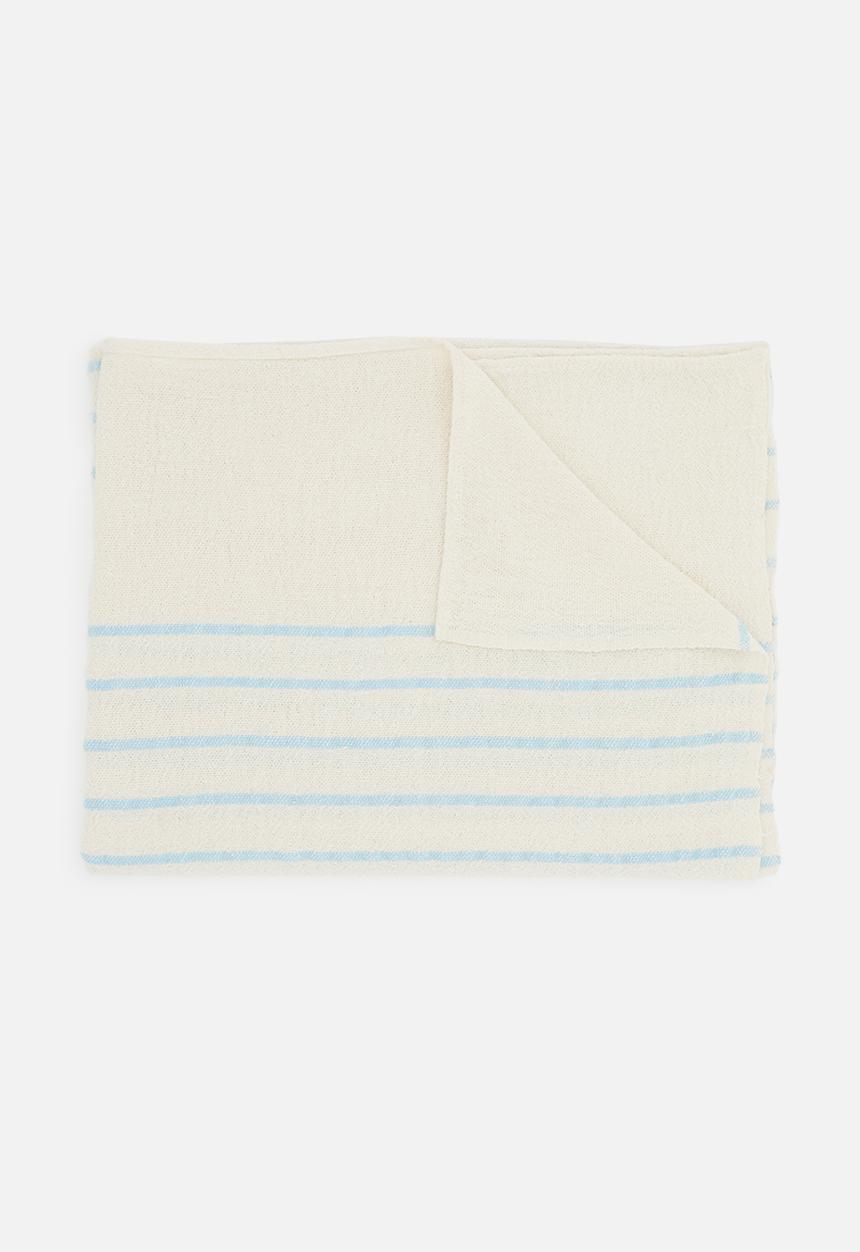 Barrydale Hand Weavers - Baby blanket - stripes throughout - blue