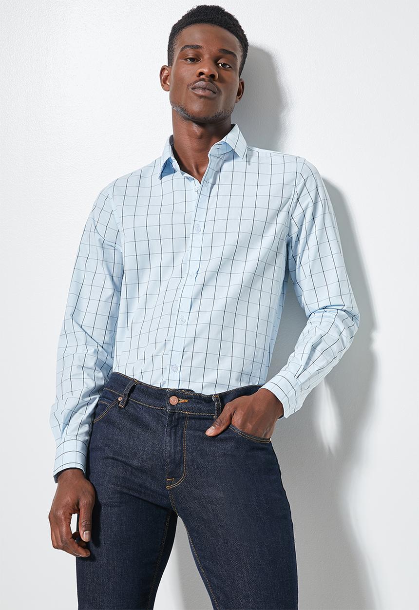 Superbalist - Jos slim check shirt - blue check