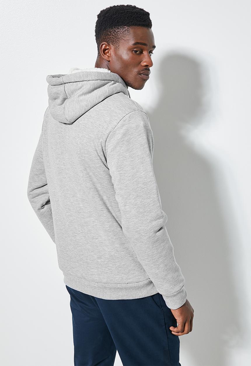 Superbalist - Stockton sherpa lined hoodie - grey melange