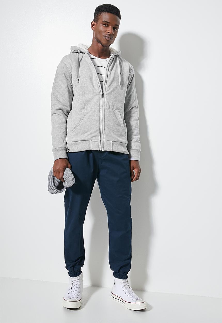 Superbalist - Stockton sherpa lined hoodie - grey melange