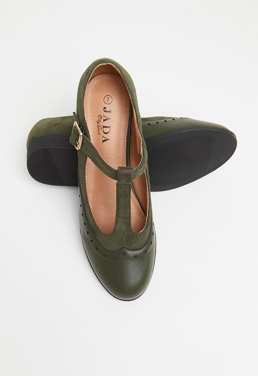 Jada - Mary jane buckle shoe - olive