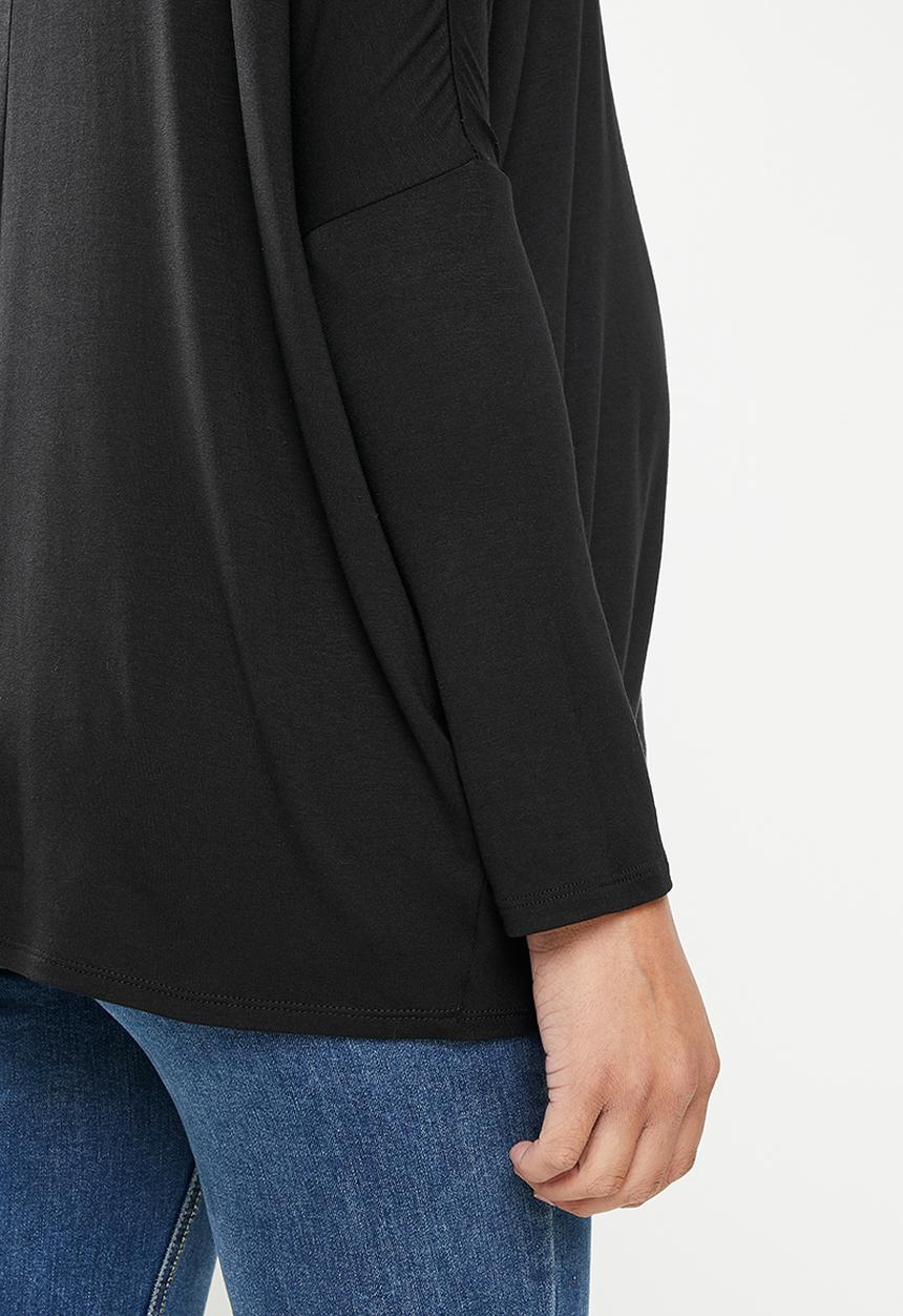 edit Maternity - Long sleeve oversize nursing tee - black