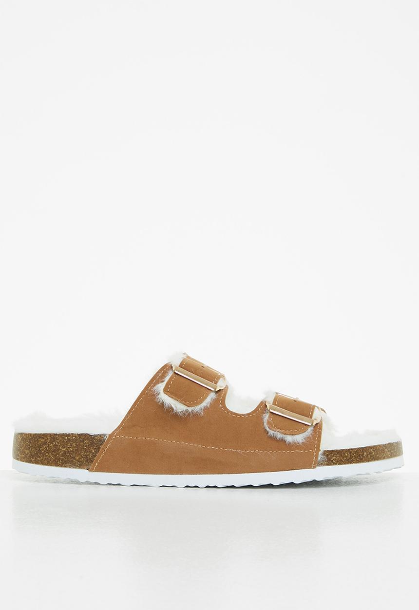 Jada - Buckle slider slipper - tan