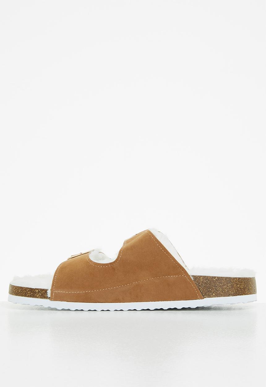 Jada - Buckle slider slipper - tan