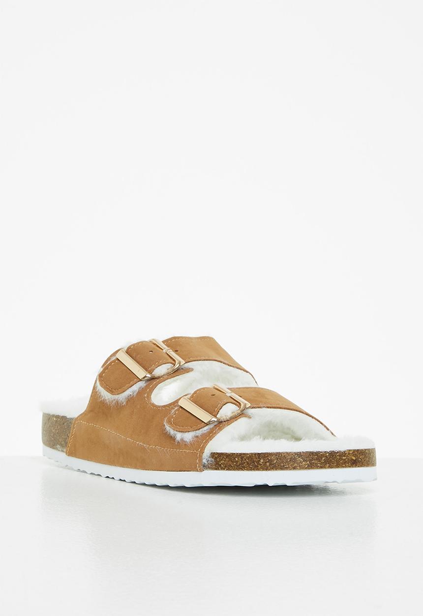 Jada - Buckle slider slipper - tan
