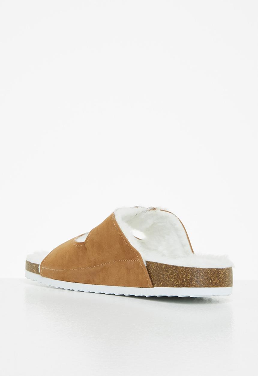 Jada - Buckle slider slipper - tan