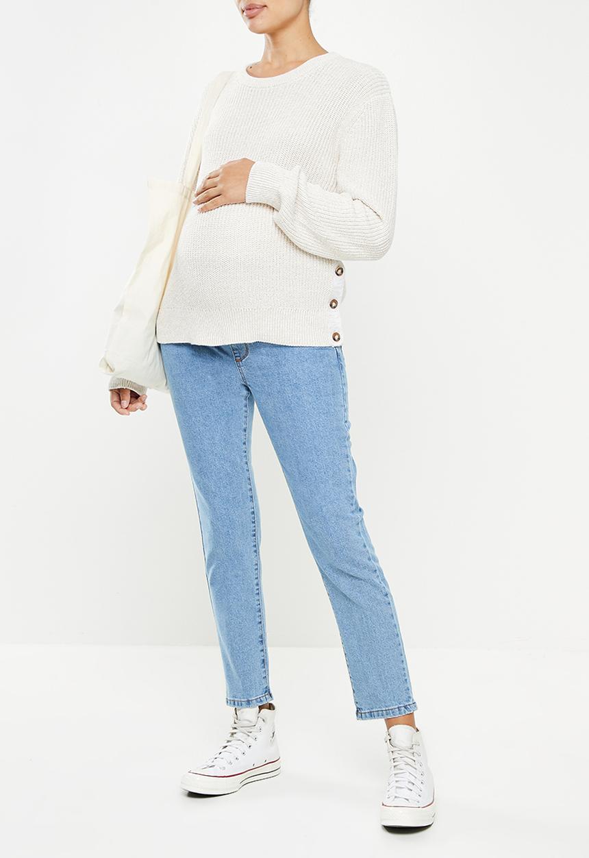 Cotton On - Maternity stretch mom jean (over belly) - offshore blue