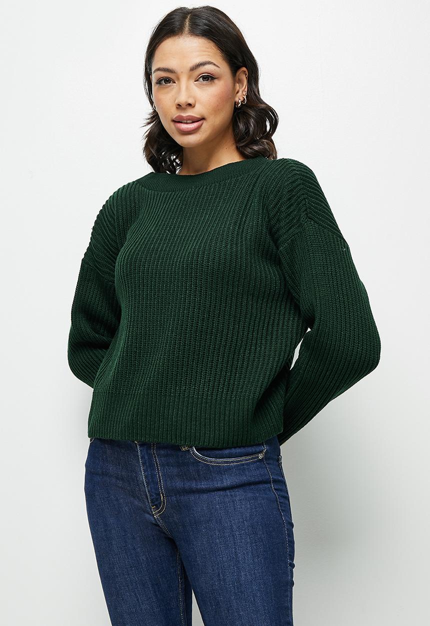 edit - Loft ribbed yan vback jumper - dark green