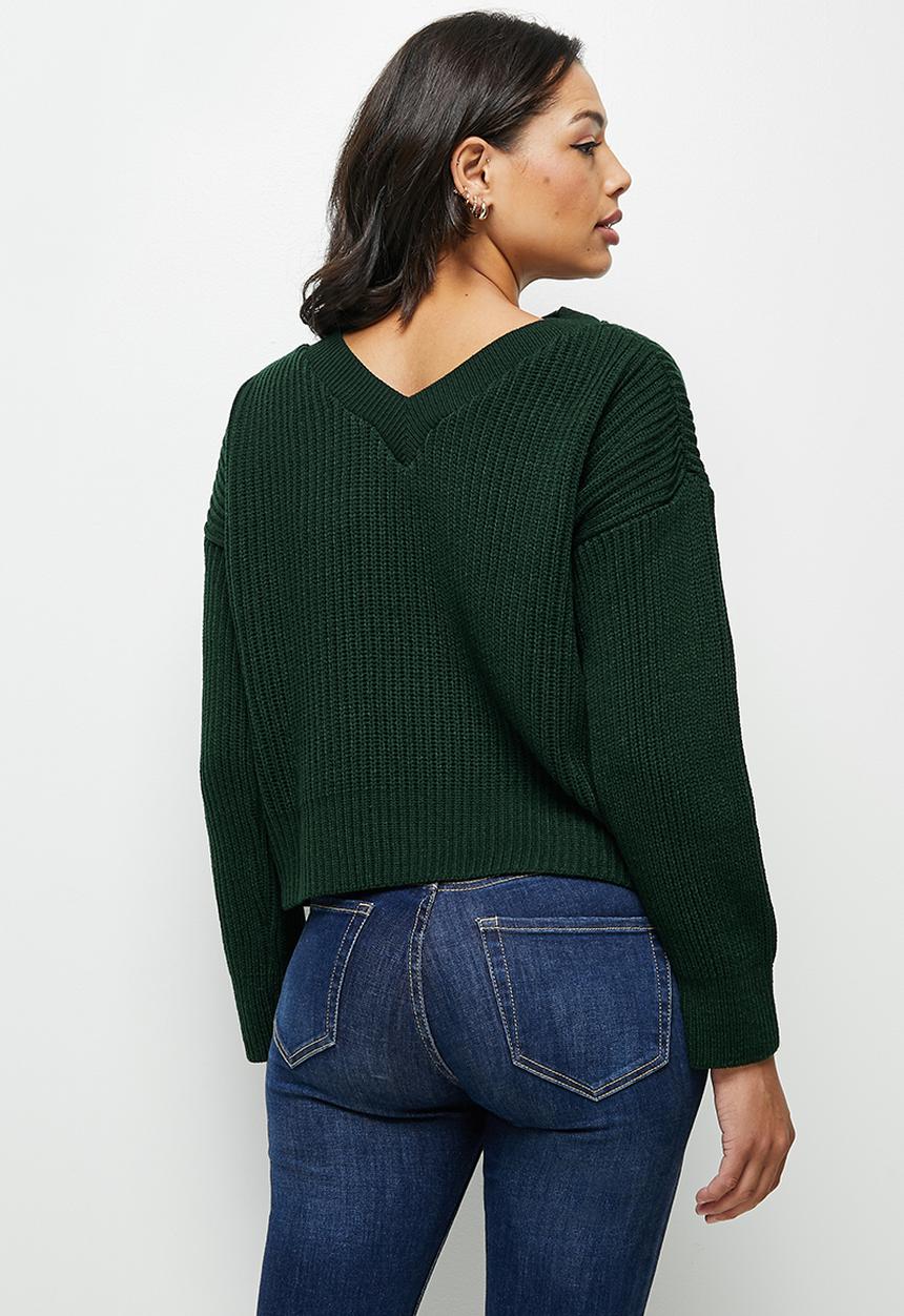 edit - Loft ribbed yan vback jumper - dark green